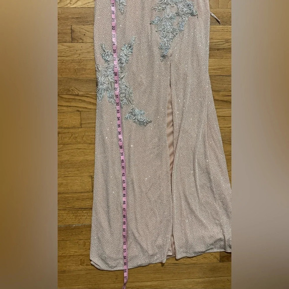 XSCAPE EMBELLISHED & EMBROIDERED GOWN IN BLUSH/ SILVER - Picture 11 of 12